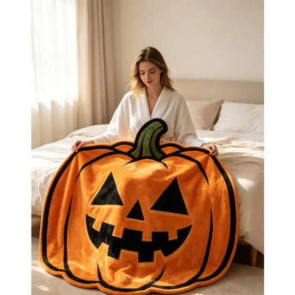 🎃 Halloween Pumpkin-Shaped Flannel Throw Blanket, Soft & Warm, Must-Have Creative Home Decor! 🎃/180*180cm(70.87*70.87in)