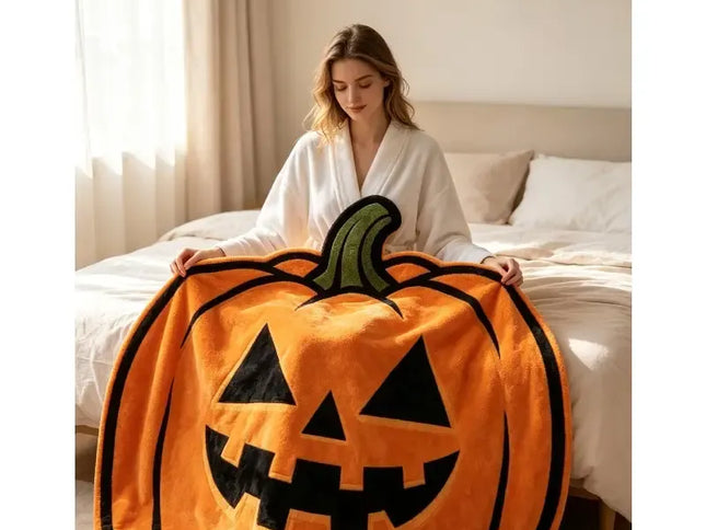 🎃 Halloween Pumpkin-Shaped Flannel Throw Blanket, Soft & Warm, Must-Have Creative Home Decor! 🎃/180*180cm(70.87*70.87in)