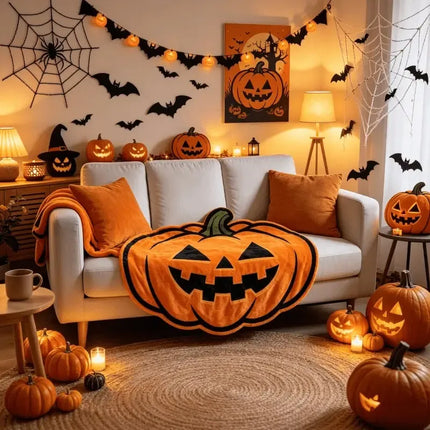 🎃 Halloween Pumpkin-Shaped Flannel Throw Blanket, Soft & Warm, Must-Have Creative Home Decor! 🎃/180*180cm(70.87*70.87in)