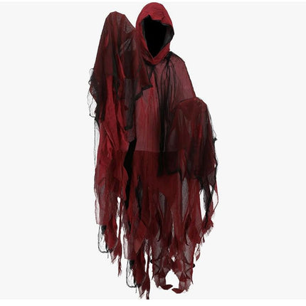 🎃 Halloween Adult Horror Hooded Tattered Cloak! Witch Zombie Reaper Cosplay Robe, Party Ghost Costume, Oversized Floor-Length Cape Maxes Out the Vibes! 👻/grey