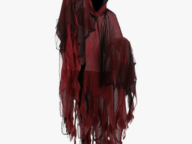 🎃 Halloween Adult Horror Hooded Tattered Cloak! Witch Zombie Reaper Cosplay Robe, Party Ghost Costume, Oversized Floor-Length Cape Maxes Out the Vibes! 👻RED