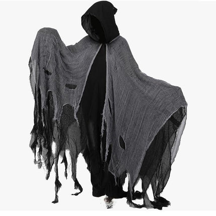 🎃 Halloween Adult Horror Hooded Tattered Cloak! Witch Zombie Reaper Cosplay Robe, Party Ghost Costume, Oversized Floor-Length Cape Maxes Out the Vibes! 👻RED