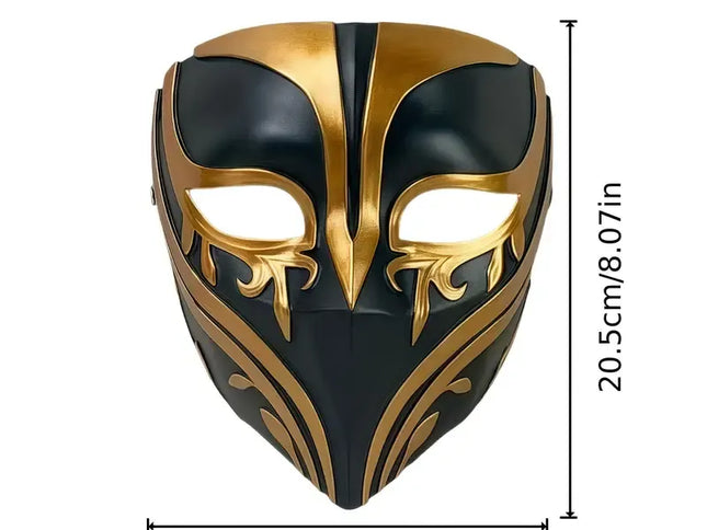 Resin Night Jasmine Full-Face Masquerade Mask ‚Äì Black & Gold Relief