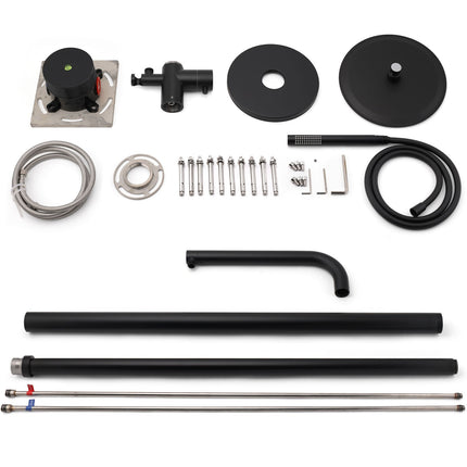 WELS Matte Black 316SUS Dual Shower Set Outdoor Bath System Rainfall 10" Head
