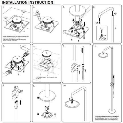WELS Matte Black 316SUS Dual Shower Set Outdoor Bath System Rainfall 10" Head