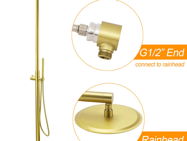 WELS Brushed Gold Twin Shower Handset Combo Set Outdoor Washing 10" Head 316 SUS