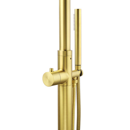 WELS Brushed Gold Twin Shower Handset Combo Set Outdoor Washing 10" Head 316 SUS