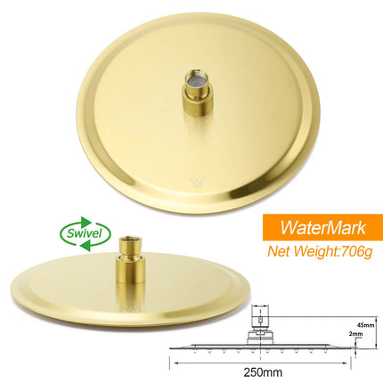 WELS Brushed Gold Twin Shower Handset Combo Set Outdoor Washing 10" Head 316 SUS