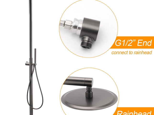 316 SUS WELS Gun Metal Twin Shower Handset Combo Outdoor Bath Rainfall 10" Head