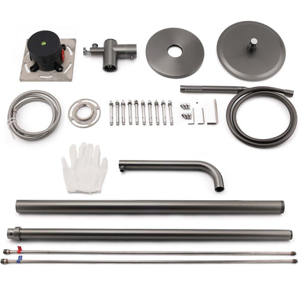 316 SUS WELS Gun Metal Twin Shower Handset Combo Outdoor Bath Rainfall 10" Head