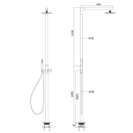 316 SUS WELS Gun Metal Twin Shower Handset Combo Outdoor Bath Rainfall 10" Head