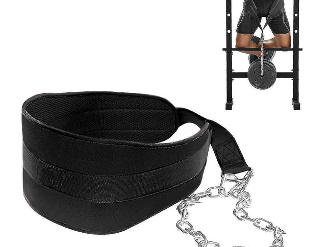 Seektop Weighted Pull Up Dip Belt With Chain (100kg Capacity) - Home Gym Strength Training Waist Belt, Black Eva Material