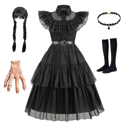 Black Cosplay Costume for Girls, Halloween Costume for Kids, Role Play Costume with Accessories, Multiple Sizes Available 120cm