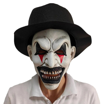 House Of Dasein Halloween Horror Soul Breaking Clown Hat Death Headset Makeup Ball Cosplay Mask - With Hood