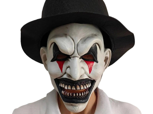 House Of Dasein Halloween Horror Soul Breaking Clown Hat Death Headset Makeup Ball Cosplay Mask - With Hood