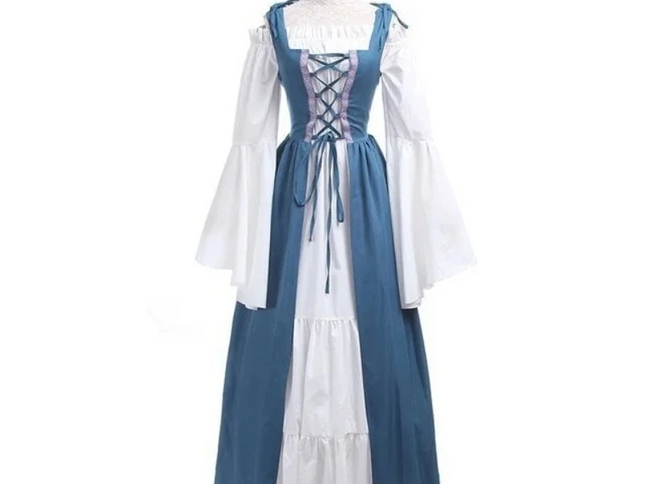 House Of Dasein S-6Xl Medieval Dress Cosplay Halloween Costume For Women Palace Carnival Party - Light Blue - 4Xl