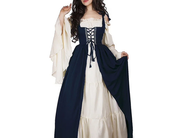 House Of Dasein S-6Xl Medieval Dress Cosplay Halloween Costume For Women Palace Carnival Party - Navy Blue - 5Xl