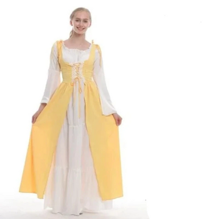 House Of Dasein S-6Xl Medieval Dress Cosplay Halloween Costume For Women Palace Carnival Party - Yellow - Xxl