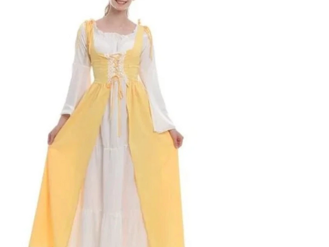 House Of Dasein S-6Xl Medieval Dress Cosplay Halloween Costume For Women Palace Carnival Party - Yellow - Xxl