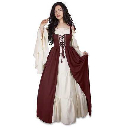 House Of Dasein S-6Xl Medieval Dress Cosplay Halloween Costume For Women Palace Carnival Party - Wine Red - 6Xl