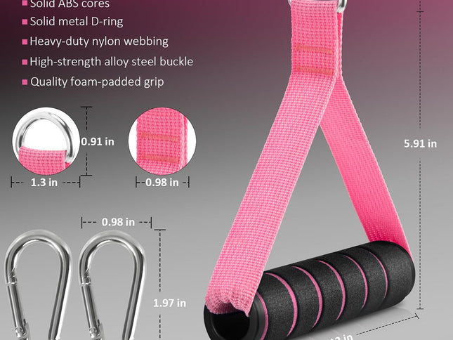 2 Pack Upgraded Exercise Handles, Gym Handle Equipment for Cable Machine Attachments, Strength Training Workout, Pilates, Home Gym, Resistance Bands, Heavy Duty Workout Accessories