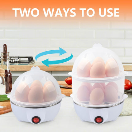 Electric Egg Cooker Steamer with Timer Auto Shut-Off 14 Egg Capacity 350W Double Layer Multifunctional for Milk Food Heating Pink
