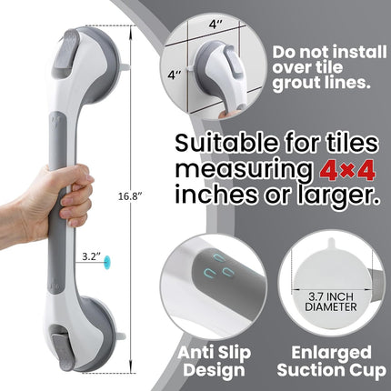 Removable Suction Shower Grab Bars ‚Äì 2 Pack, Grey
