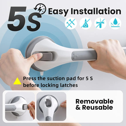 Removable Suction Shower Grab Bars ‚Äì 2 Pack, Grey