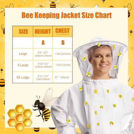 41 Pcs Halloween Beekeeper Costume Set Include 1 Beekeeper Set 20 Felt Bee 20 Round Tape for Cosplay(Large)
