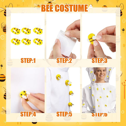 41 Pcs Halloween Beekeeper Costume Set Include 1 Beekeeper Set 20 Felt Bee 20 Round Tape for Cosplay(Large)