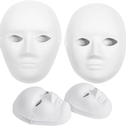 14-Pack Paper Mache Masks (2 Sizes) & 16-Pack Cat Mask White Blank for Party, Cosplay, Artistic Projects, Theater, Halloween, Masquerade Parties, Classroom Art