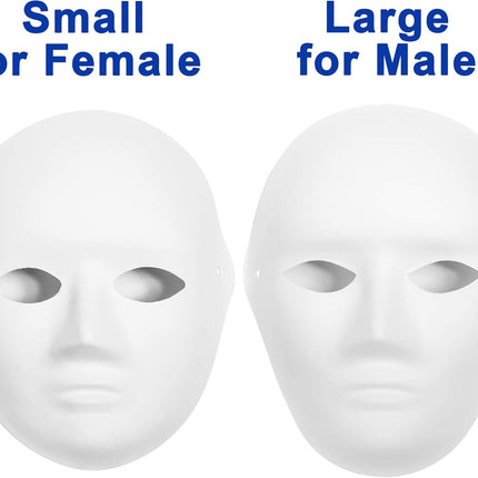 14-Pack Paper Mache Masks (2 Sizes) & 16-Pack Cat Mask White Blank for Party, Cosplay, Artistic Projects, Theater, Halloween, Masquerade Parties, Classroom Art