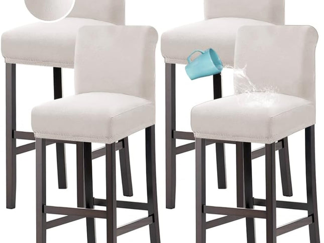Waterproof Stretch Fleece Bar Stool Covers ‚Äì Set of 4, Ivory