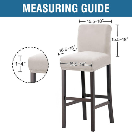 100% Waterproof Bar Stool Cover Stretch Counter Stool Pub Chair Slipcover for Dining Room Removable Soft Thick Solid Fleece Fabric Bar Stool Slipcovers Set of 4, Ivory