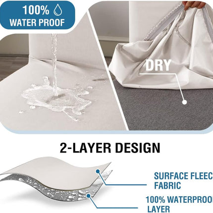 100% Waterproof Bar Stool Cover Stretch Counter Stool Pub Chair Slipcover for Dining Room Removable Soft Thick Solid Fleece Fabric Bar Stool Slipcovers Set of 4, Ivory
