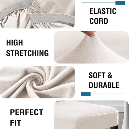 100% Waterproof Bar Stool Cover Stretch Counter Stool Pub Chair Slipcover for Dining Room Removable Soft Thick Solid Fleece Fabric Bar Stool Slipcovers Set of 4, Ivory