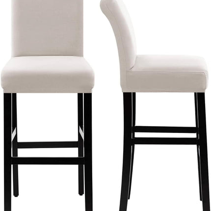 100% Waterproof Bar Stool Cover Stretch Counter Stool Pub Chair Slipcover for Dining Room Removable Soft Thick Solid Fleece Fabric Bar Stool Slipcovers Set of 4, Ivory
