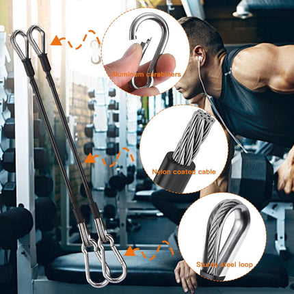 2PCS Gym Cable Extension,Replacement Machine Accessories,Cable Pulley Attachments for -Thick 5mm(0.2inch) Heavy Duty Steel Wire Rope Home Cable, Leg Extensions  10 inch (2PCS)