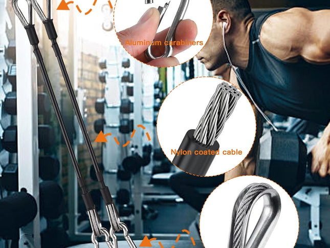 2PCS Gym Cable Extension,Replacement Machine Accessories,Cable Pulley Attachments for -Thick 5mm(0.2inch) Heavy Duty Steel Wire Rope Home Cable, Leg Extensions  10 inch (2PCS)