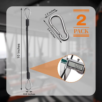 2PCS Gym Cable Extension,Replacement Machine Accessories,Cable Pulley Attachments for -Thick 5mm(0.2inch) Heavy Duty Steel Wire Rope Home Cable, Leg Extensions  10 inch (2PCS)