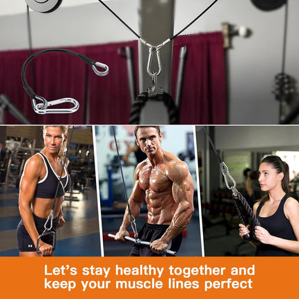 2PCS Gym Cable Extension,Replacement Machine Accessories,Cable Pulley Attachments for -Thick 5mm(0.2inch) Heavy Duty Steel Wire Rope Home Cable, Leg Extensions  10 inch (2PCS)