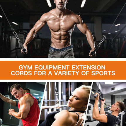 2PCS Gym Cable Extension,Replacement Machine Accessories,Cable Pulley Attachments for -Thick 5mm(0.2inch) Heavy Duty Steel Wire Rope Home Cable, Leg Extensions  10 inch (2PCS)