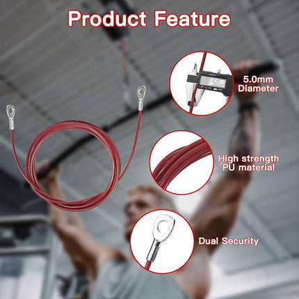 Replacement Cables for Home Gym, Fitness Pulley Cable, Weight Machine Cable -Thick 5mm(0.2inch) Heavy Duty Steel Wire Rope Gym  138''