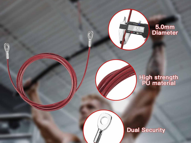 Replacement Cables for Home Gym, Fitness Pulley Cable, Weight Machine Cable -Thick 5mm(0.2inch) Heavy Duty Steel Wire Rope Gym  138''