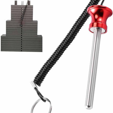 Universal Magnetic Weight Stack Pin with Pull Rope - Heavy Duty Gym for Machines | Commercial & Home Accessories Replacement Pins Strength Training Equipment Red