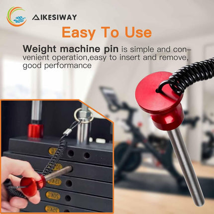 Universal Magnetic Weight Stack Pin with Pull Rope - Heavy Duty Gym for Machines | Commercial & Home Accessories Replacement Pins Strength Training Equipment Red