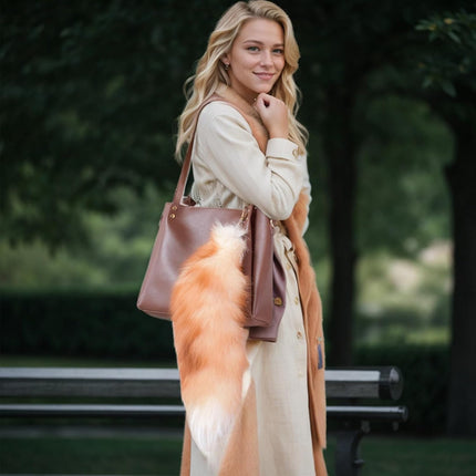 3 Pcs Therian Tail, 15.8 Inch Long Therian Fox Tail with Clasp, Halloween Soft Fluffy Fox Tail Keychain, Hanging Fox Tails for Women Adult Handbag Backpack
