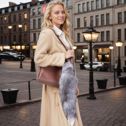 3 Pcs Therian Tail, 15.8 Inch Long Therian Fox Tail with Clasp, Halloween Soft Fluffy Fox Tail Keychain, Hanging Fox Tails for Women Adult Handbag Backpack