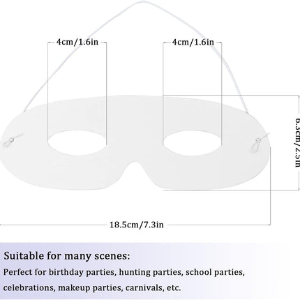 100 Pack White Paper Eye Masks, Plain Masquerade Mask Blank Masks Decorate for Cos-Play, Halloween Party