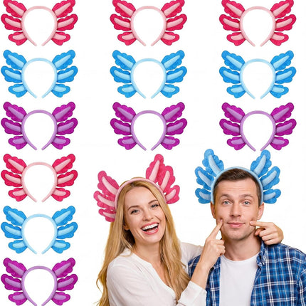 12 Pcs Halloween Axolotl Costume Headband Animal Ear Hair Hoop Headpiece Cosplay Party Favor for Women Adult Christmas Birthday Decor Accessory -